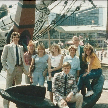 The dentists and team members at Massachusetts State Dental Association meeting in 1980s