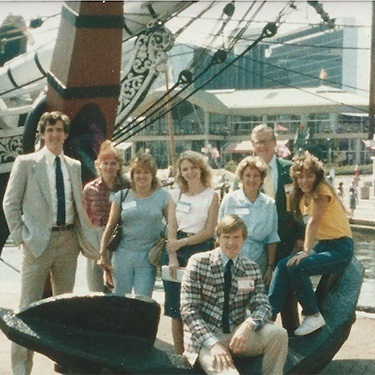 The McCarl Dental Group P C dentists and team members at Massachusetts State Dental Association meeting in 1980s