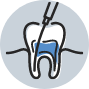 Dental instrument cleaning inside of tooth icon