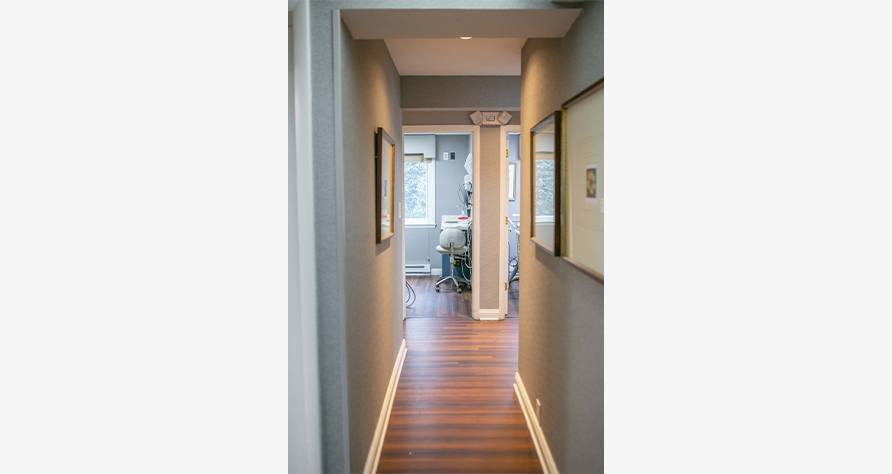 Hallway leading to dental treatment rooms