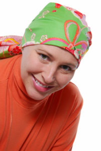Woman with scarf on her head